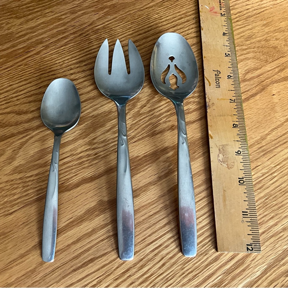 ISC International Stainless Flatware USA MCM Style Serving Spoon Fork